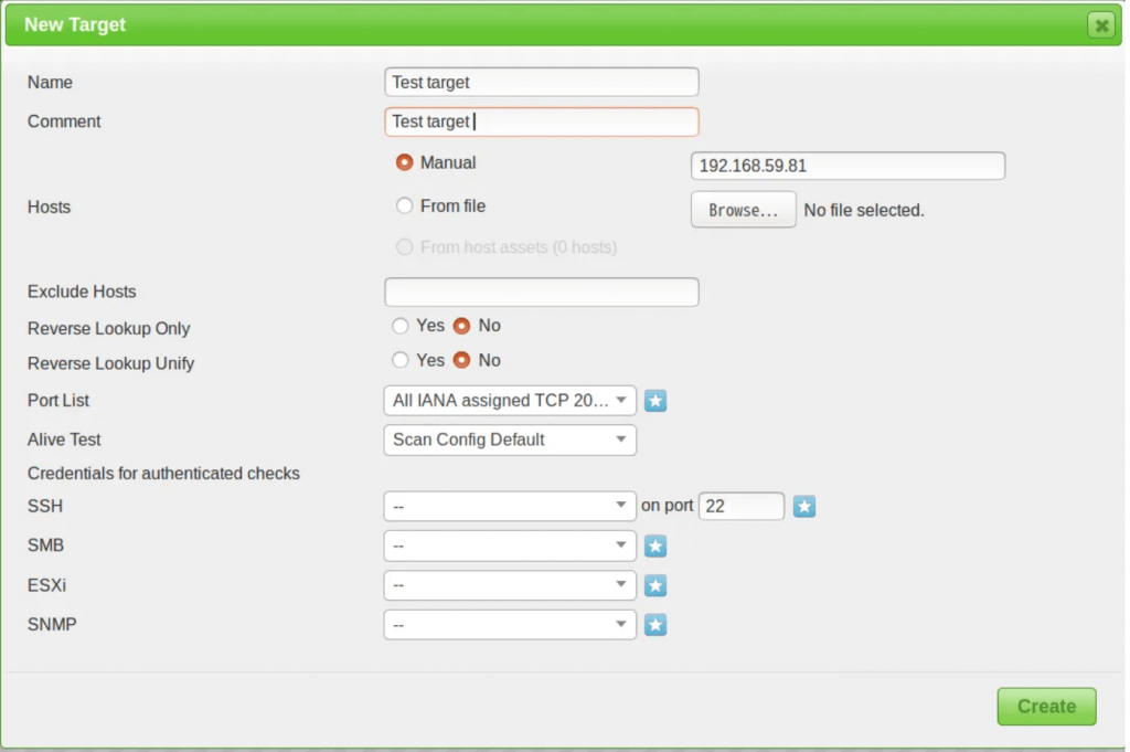 New-Target-OpenVAS